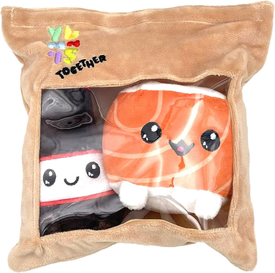 Joy Toy - Yummis Together Uramaki und SOYA - 2 Plüsch 15 cm in Take Away Plüsch Tasche 21x21 cm Uram