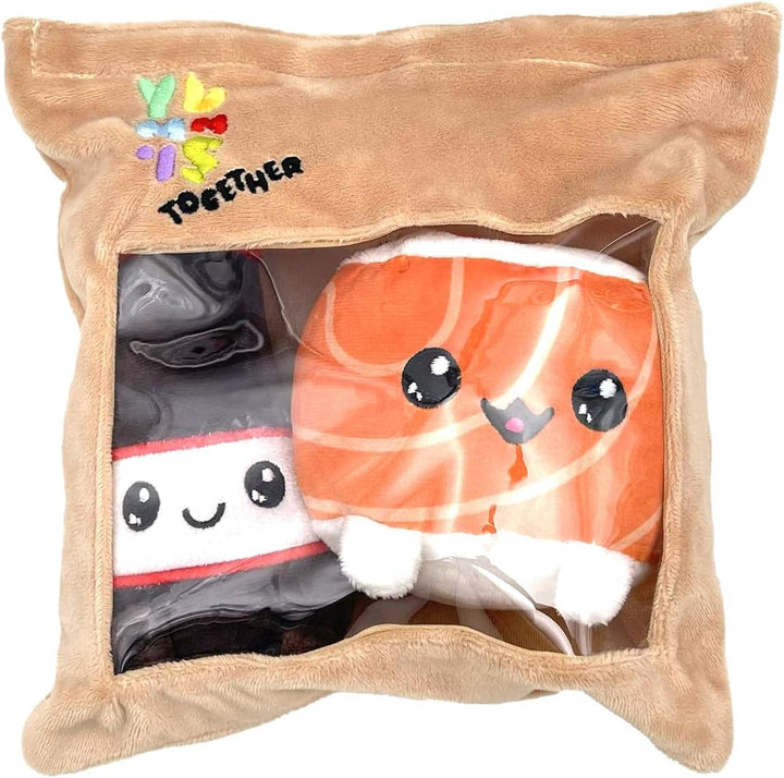 Joy Toy - Yummis Together Uramaki und SOYA - 2 Plüsch 15 cm in Take Away Plüsch Tasche 21x21 cm Uram