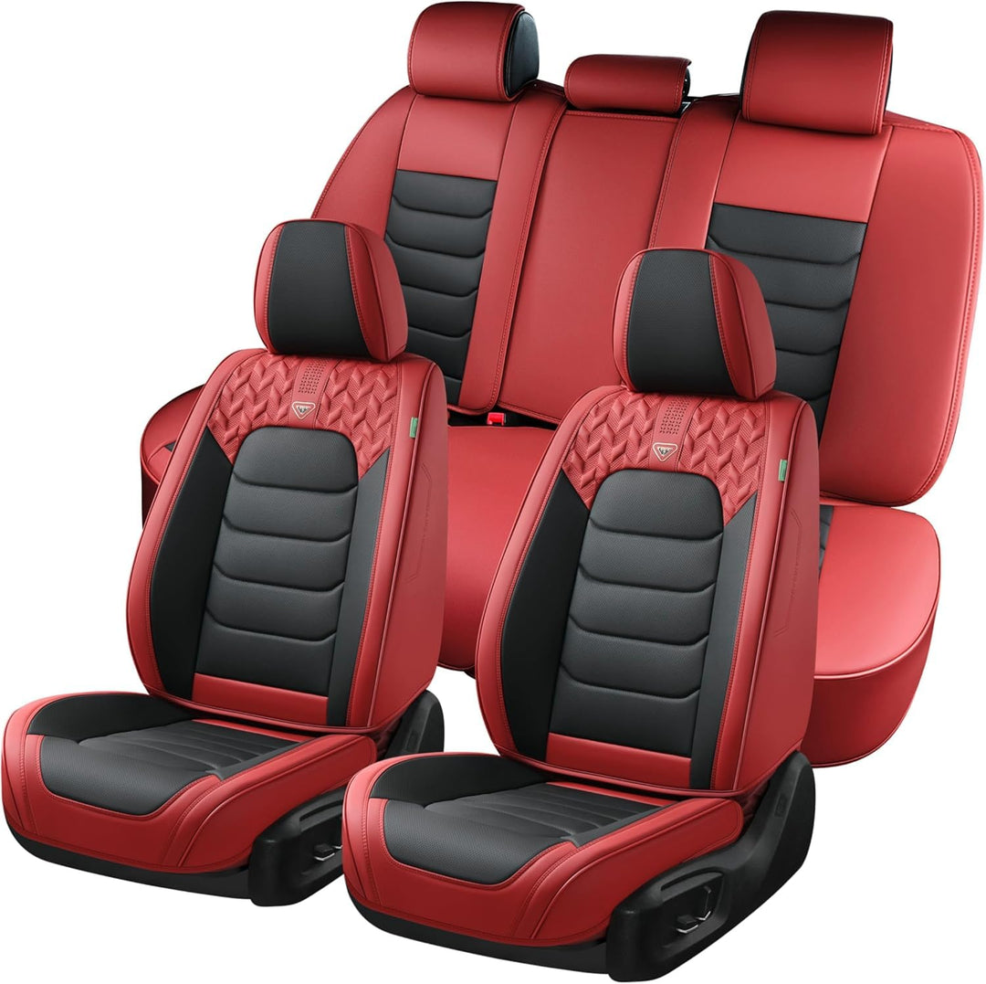 FLORICH Autositzbezüge Komplettset 5 Stück Vorder und Rücksitzbezüge PU-Leder Universel Auto Wasserd