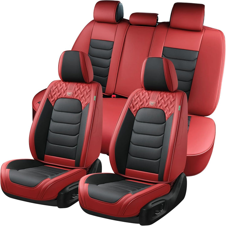 FLORICH Autositzbezüge Komplettset 5 Stück Vorder und Rücksitzbezüge PU-Leder Universel Auto Wasserd
