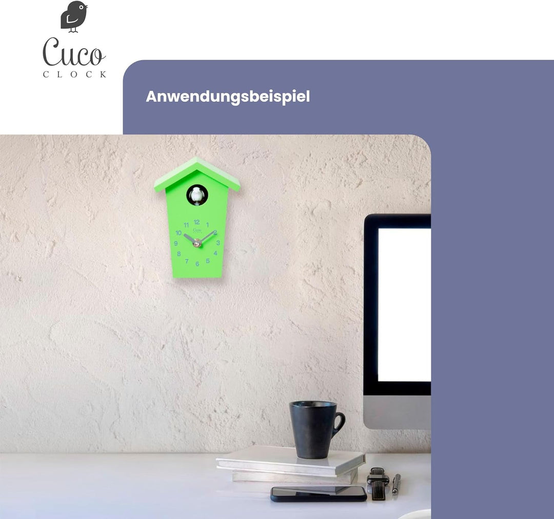 Cuco Clock Mini Kuckucksuhr HOCHHAUS, Wanduhr, Moderne Schwarzwalduhr, 17,0 × 12,4 × 9,0cm (LxBxH),