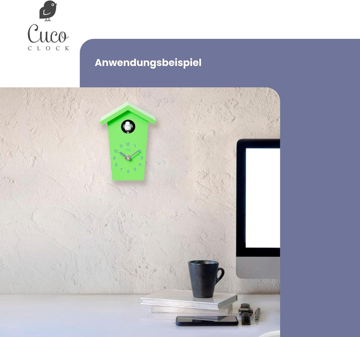 Cuco Clock Mini Kuckucksuhr HOCHHAUS, Wanduhr, Moderne Schwarzwalduhr, 17,0 × 12,4 × 9,0cm (LxBxH),