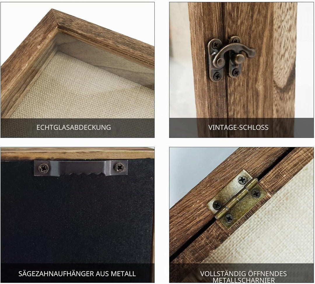 GraduatePro 3D Bilderrahmen zum Befüllen Glasscheibe Holz Box für Objektrahmen DIY Tiefer Rahmen Fot
