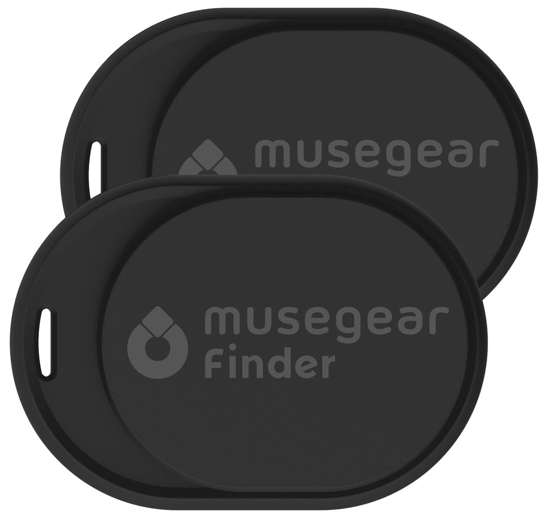 musegear Schlüsselfinder Mini mit Bluetooth App I Keyfinder laut für Handy in schwarz 2er Pack I Für