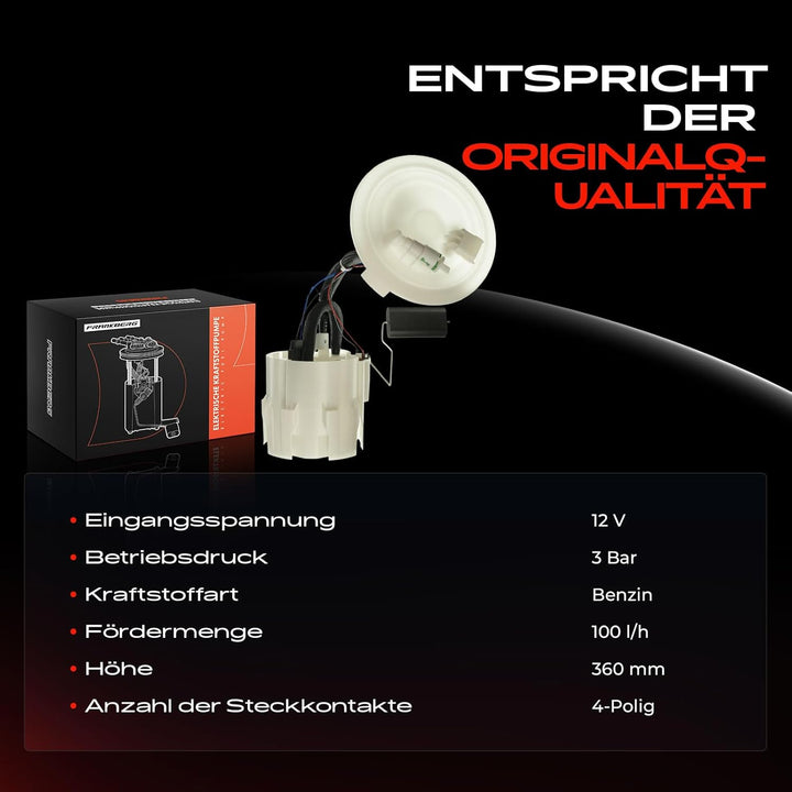 Frankberg Kraftstoffpumpe Benzinpumpe Kraftstoff-Fördereinheit Modul Satz ohne Drucksensor 4-Polig K