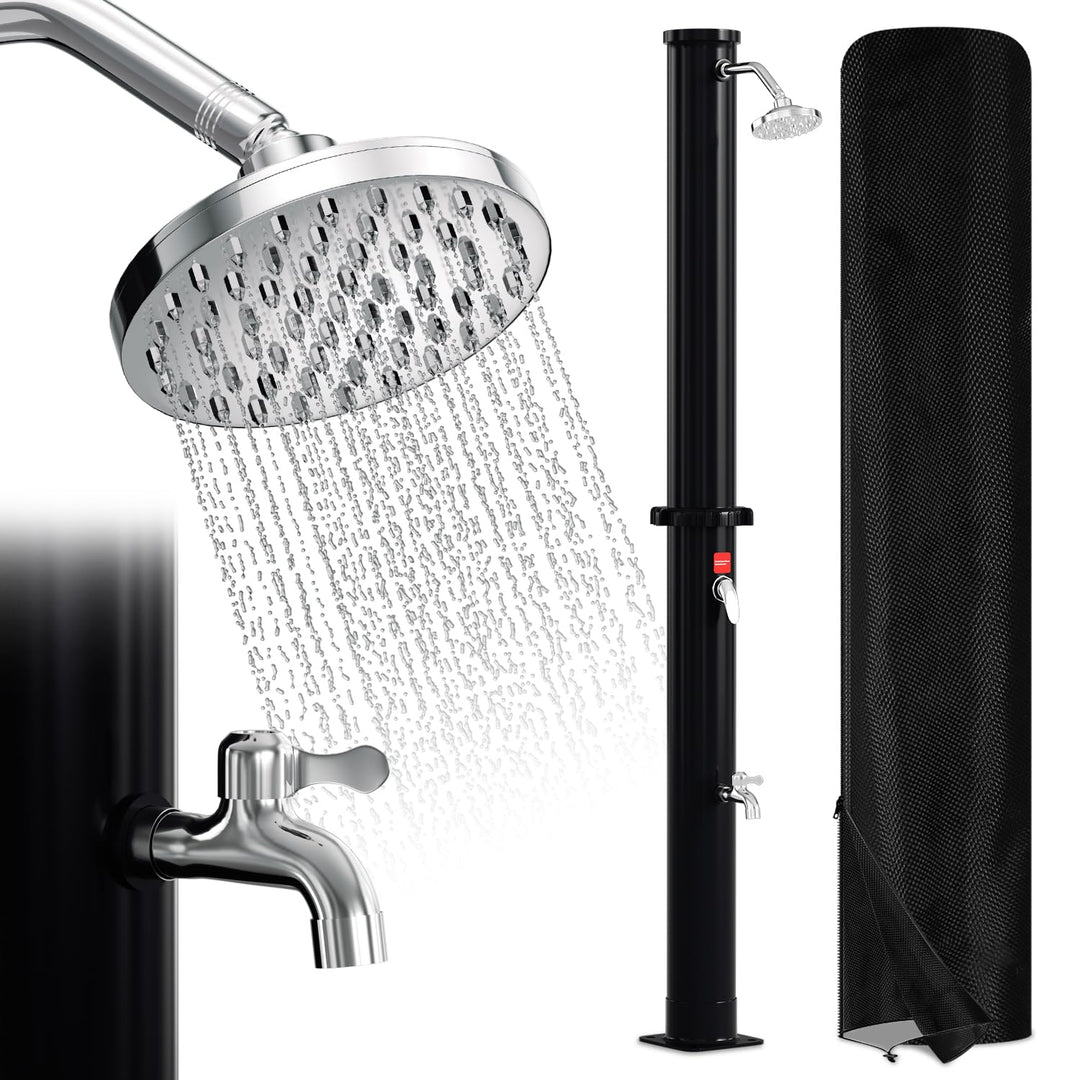 Cecaylie Solardusche 20Liter Solar Gartendusche Energiesparend Schwarz mit Schwenkbarer Regenduschko