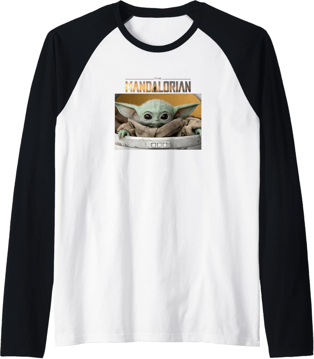 Star Wars The Mandalorian The Child Big Eyes Portrait Logo Raglan