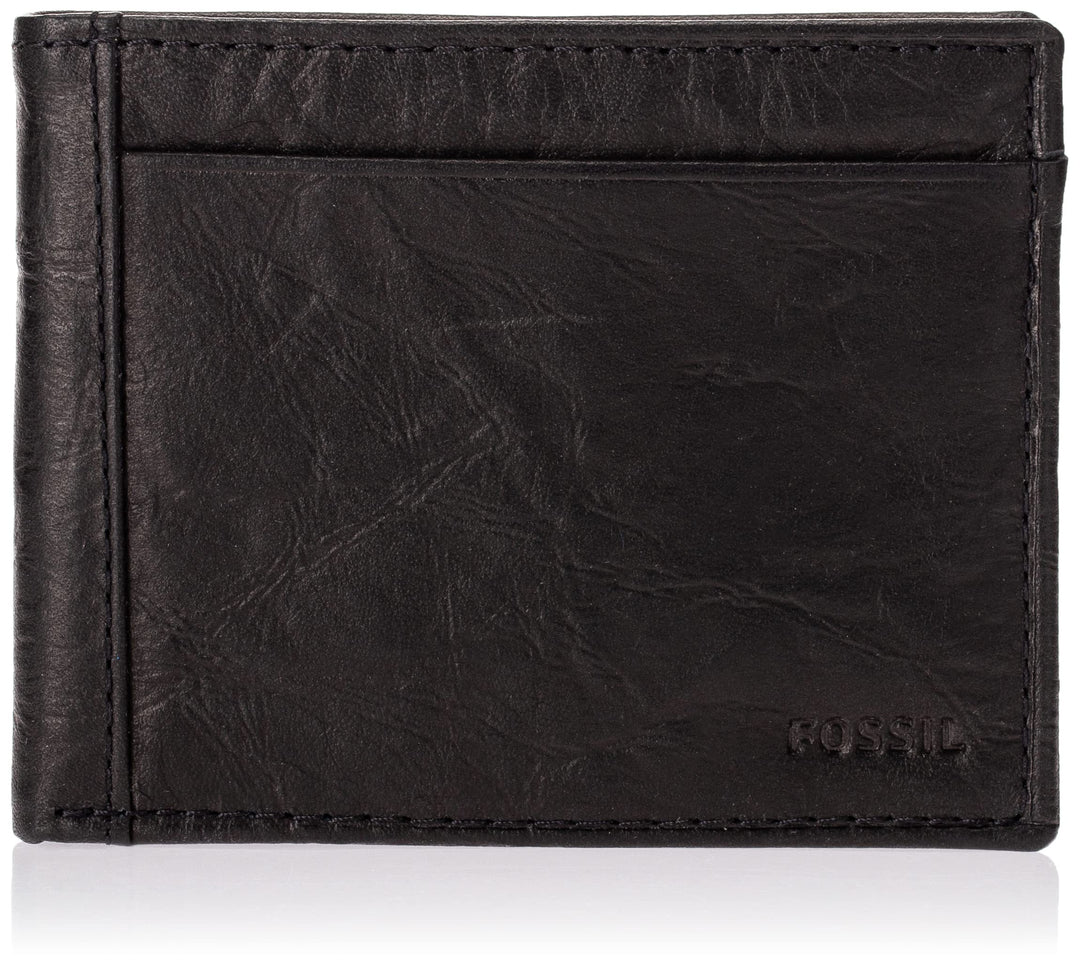 Fossil Herren Neel Leder Bifold Geldbörse 11,43 cm L x 1,905 cm B x 8,89 cm H Schwarz, Schwarz
