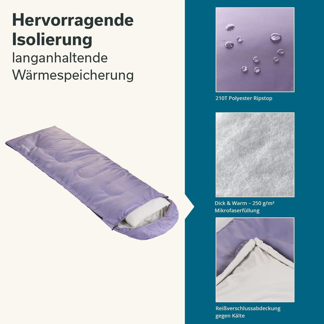 Skandika Deckenschlafsack Skye | Schlafsack 3 Jahreszeiten, mit Kissen, koppelbar, 220 x 75 cm, 250g