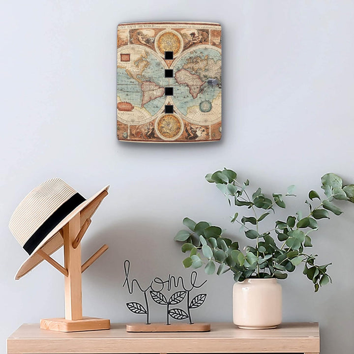 banjado® Design Schlüsselkasten aus Edelstahl Motiv Historische Weltkarte für 24x21,5x7cm Schlüssel