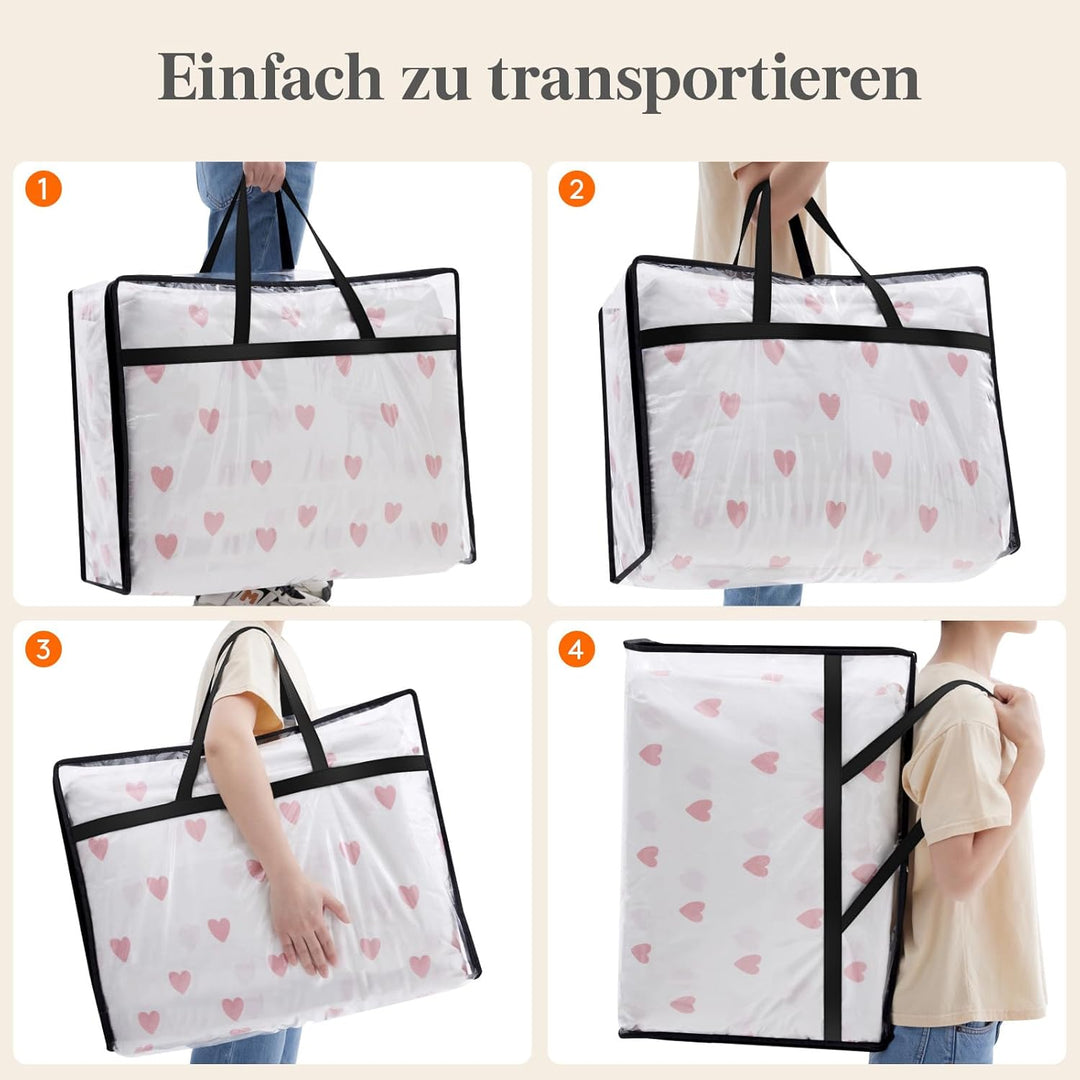 Lifewit Storage 4 Stück Transparente Plastik Aufbewahrungstasche, 95L Kleiderschrank Organizer Aufbe
