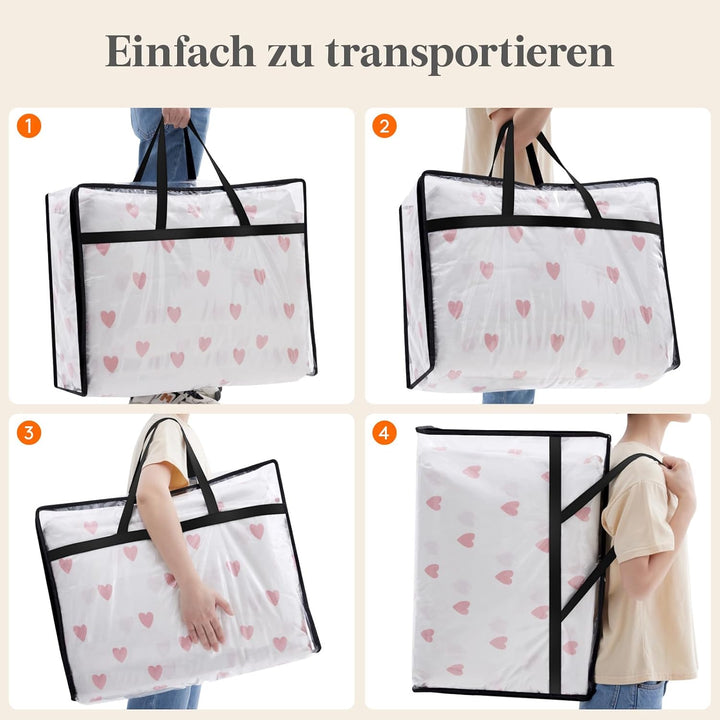 Lifewit Storage 4 Stück Transparente Plastik Aufbewahrungstasche, 95L Kleiderschrank Organizer Aufbe