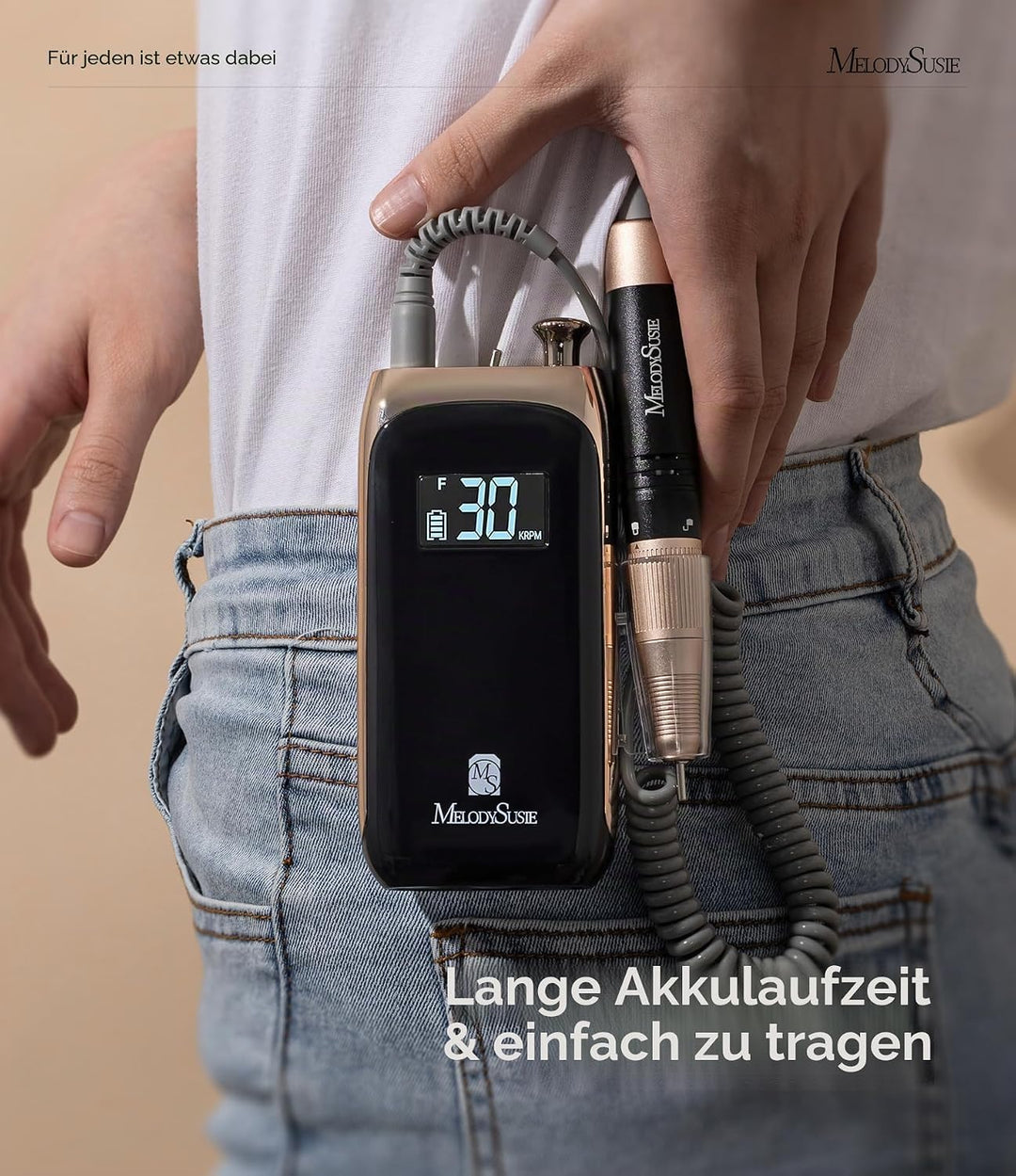 MelodySusie Professioneller elektrischer Nagelbohrer, wiederaufladbare Nagelfeilen für Acrylnägel, k