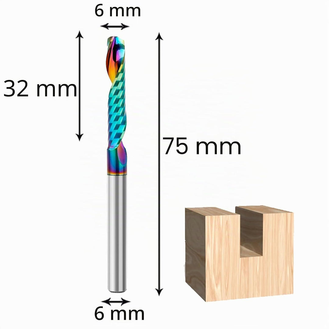 SpeTool 2 Stück Alu Fräser 6 mm Schaft CNC Holz VHM 32 mm Schnittlänge Schaftfräser mit DLC Beschich