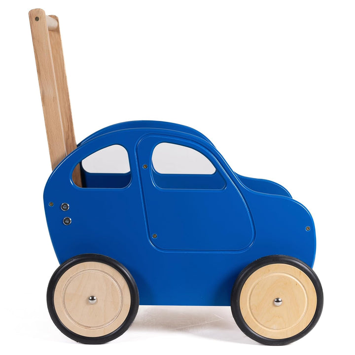 Lauflernwagen Holz Auto Baby Laufwagen Griff höhenverstellbar Farbe Auswahl (Blau), Blau