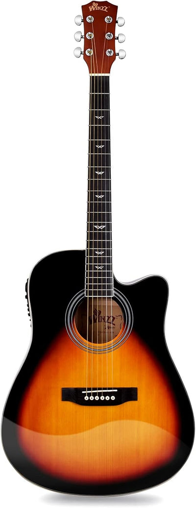 Winzz 4/4 Elektro-Akustische Gitarre, Westerngitarre Set Erwachsene Anfänger, Akustikgitarre 41 Zoll