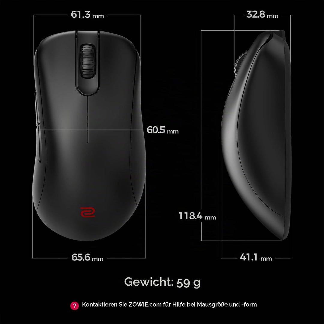 BenQ Zowie EC3-DW Kabellose 4K-Maus für E-Sport, Sportwissenschaft, optimierter 4K-Empfänger, 59 g,