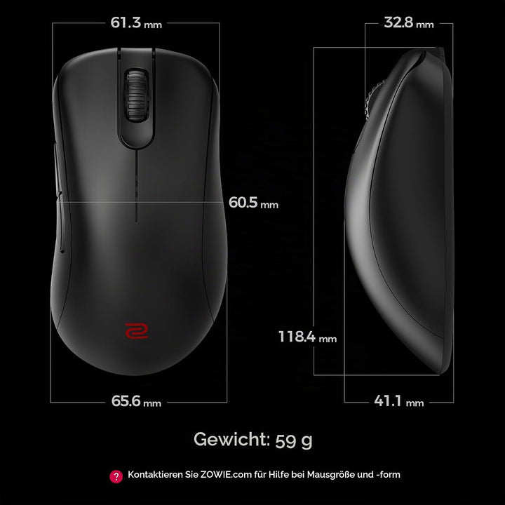 BenQ Zowie EC3-DW Kabellose 4K-Maus für E-Sport, Sportwissenschaft, optimierter 4K-Empfänger, 59 g,