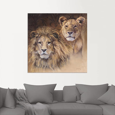 ARTland Wandbild Alu Verbundplatte für Innen & Outdoor Bild 50 x 50 cm Tiere Wildtiere Raubkatze Mal