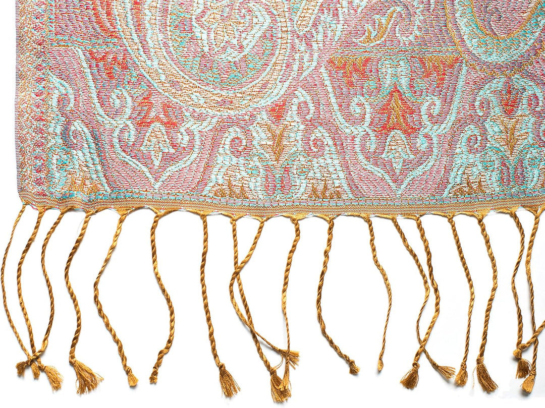 ufash Pashmina 100% Seidenschal aus Indien für Damen &amp; Herren, Paisley Muster, 160 x 35 cm - Schal a