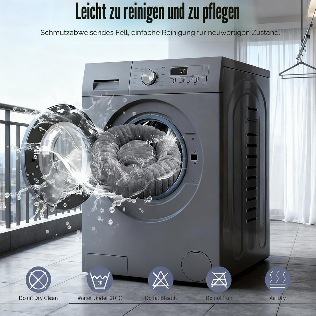 Flauschig Haustierbett Waschbar Hundebett Katzenbett Rund Donut Hundekorb Indoor Katzenkissen Katzen