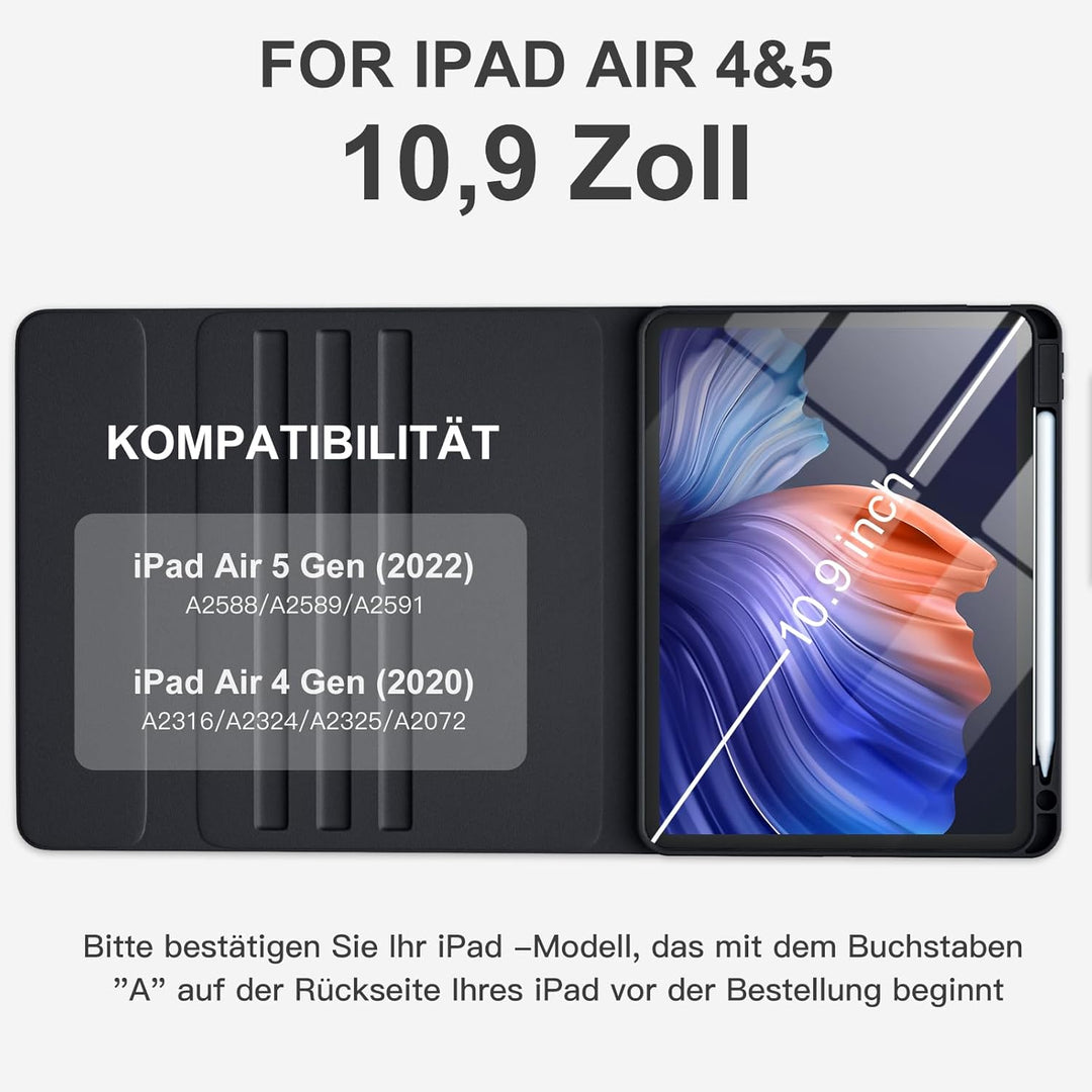 Vobafe Hülle mit Tastatur für iPad Air 11 Zoll M2 2024/iPad Air 6 5 4 2022 2020 10,9 Zoll, 7 Farben