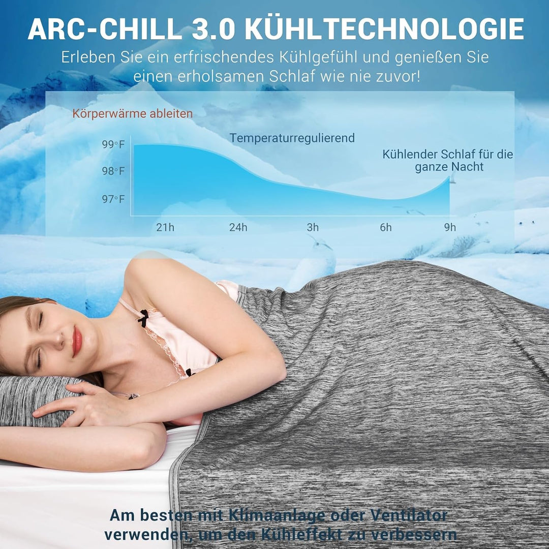 Elegear Kühldecke leichte Sommerdecke, Körper kühl halten, Arc-Chill 3.0 Kühlfasern Q-Max>0,5 Selbst