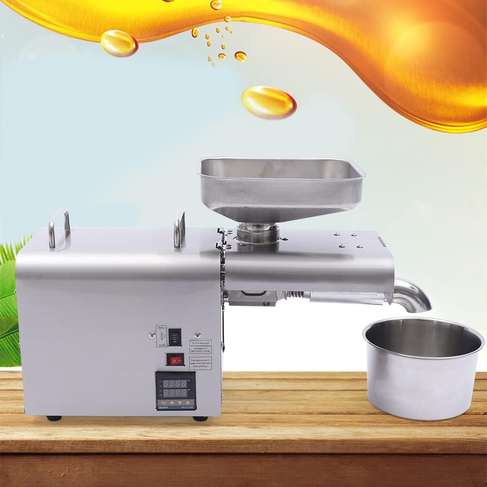 Edelstahl Ölpresse Kaltpresse für Zuhause | Automatisch, Hot &amp; Cold Pressen | für Erdnüsse, Sojabohn