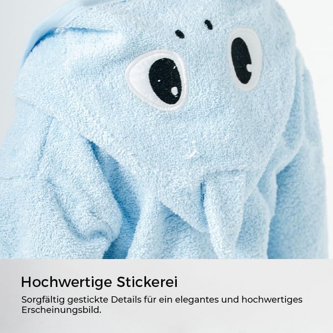Baby Bademantel mit süssem Giraffenmotiv – Kapuzenbademantel aus 100% Baumwolle – Weich, saugfähig &