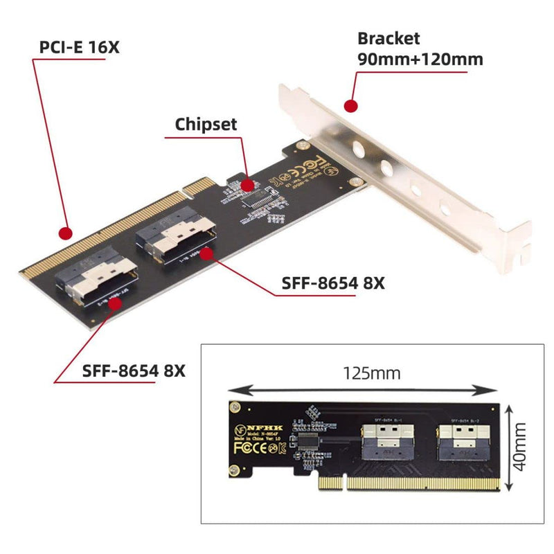 chenyang CY Dual 2X Slimline SFF-8654 X8 NVME auf PCI-Express X16 3.0 4.0 Raid Card VROC Raid0 Hyper