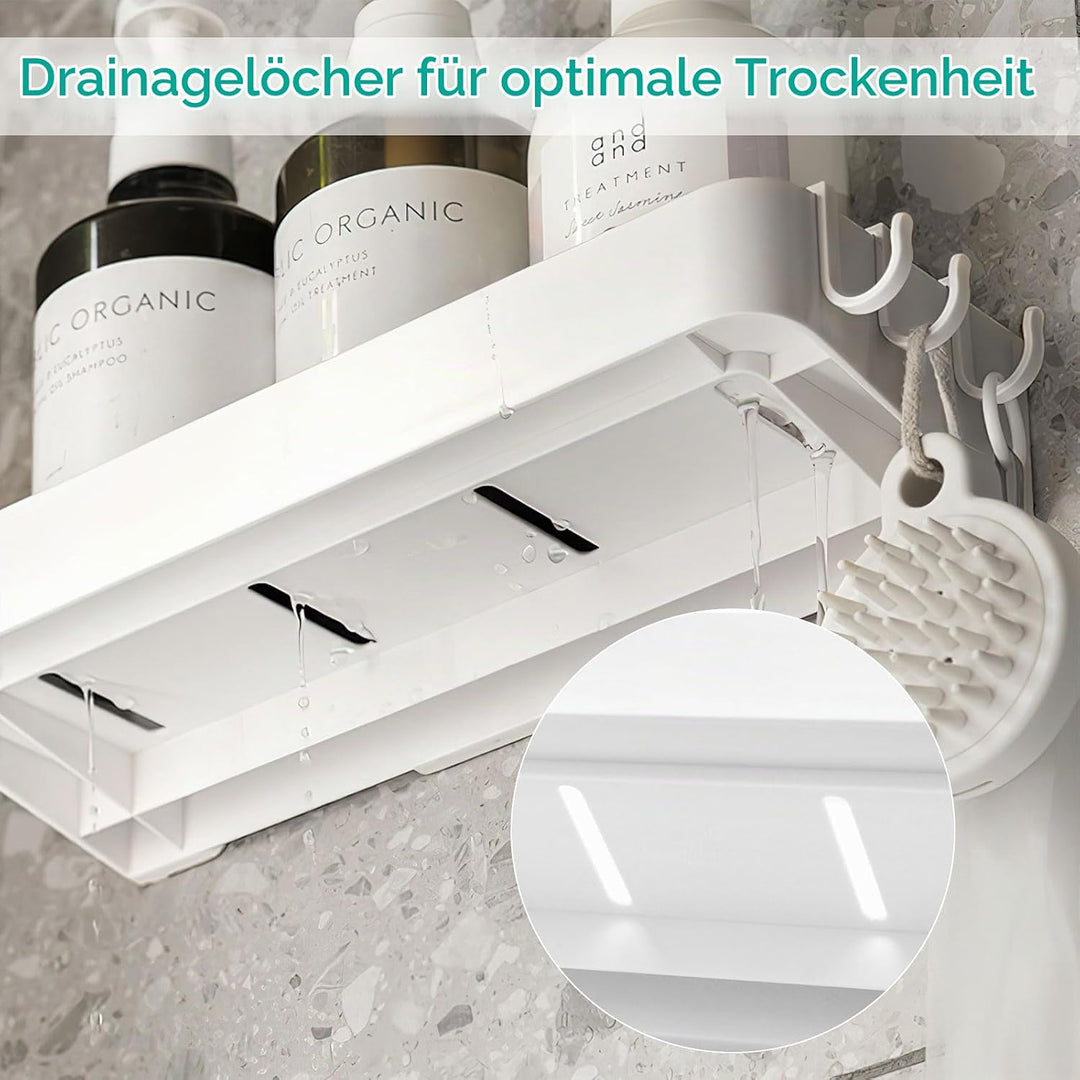 Badezimmerregale Ohne Bohren 2 Stück Kleberegal mit 6 Haken für Badezimmer Wandablage Bad Badezimmer