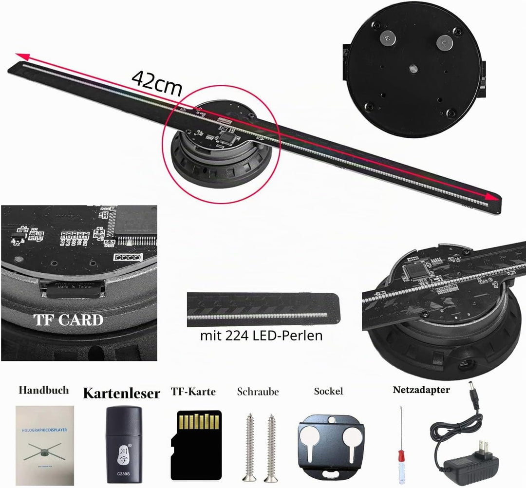 3D-Hologramm-Fan,Missyou 42CM Hologramm-Fan und 700 Videotheken, 3D Holographischer Projektor Hologr