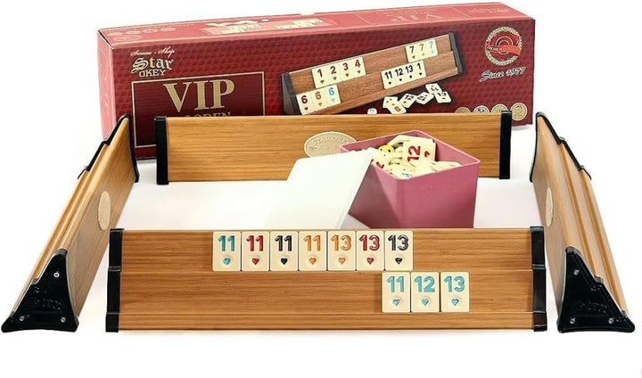 Star Premium VIP Okey Holz Wooden Rummy Set mit Melamin Steine AHSAP Okey