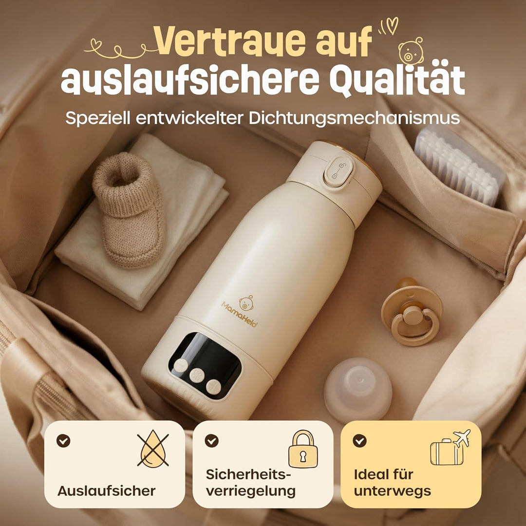 Tragbarer Babyflaschenwärmer für unterwegs – Schnelles Aufheizen in 2 Min | 500ml Kapazität | Für Mu