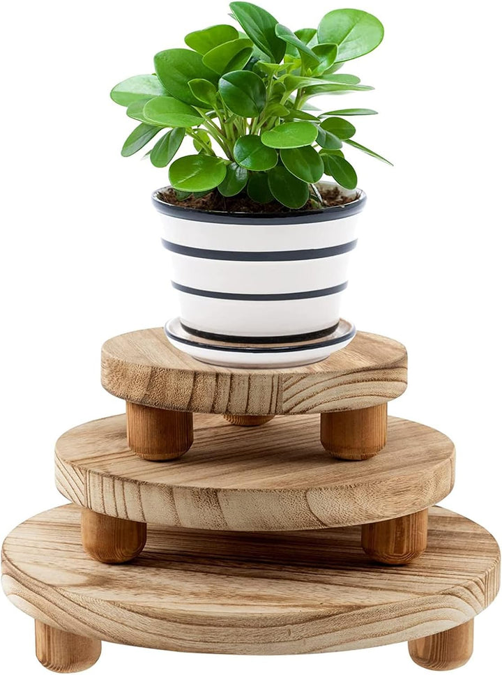 mumisuto Holz Blumenhocker,3 Stück Rund Holz-Topfpflanzenständer Blumenständer Hocker,Blumentopfstän