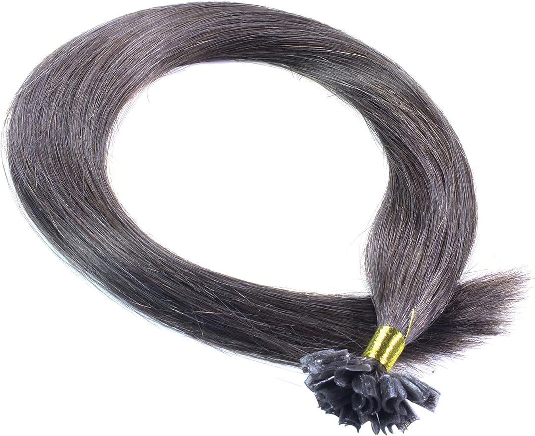 hair2heart Premium Extensions Echthaar Bondings glatt - 50 Strähnen 0.8g 50cm 6/0 dunkelblond 50cm (
