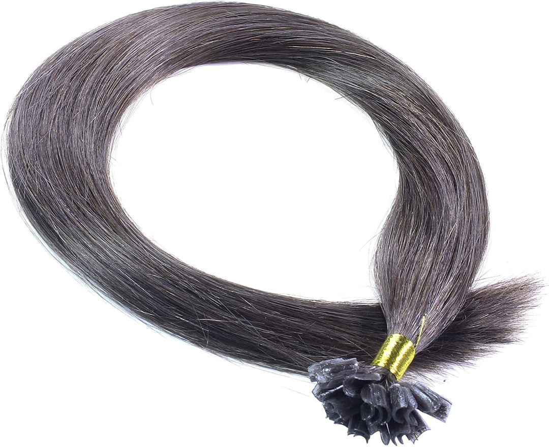 hair2heart Premium Extensions Echthaar Bondings glatt - 50 Strähnen 1g 60cm 6/0 dunkelblond 60cm (50