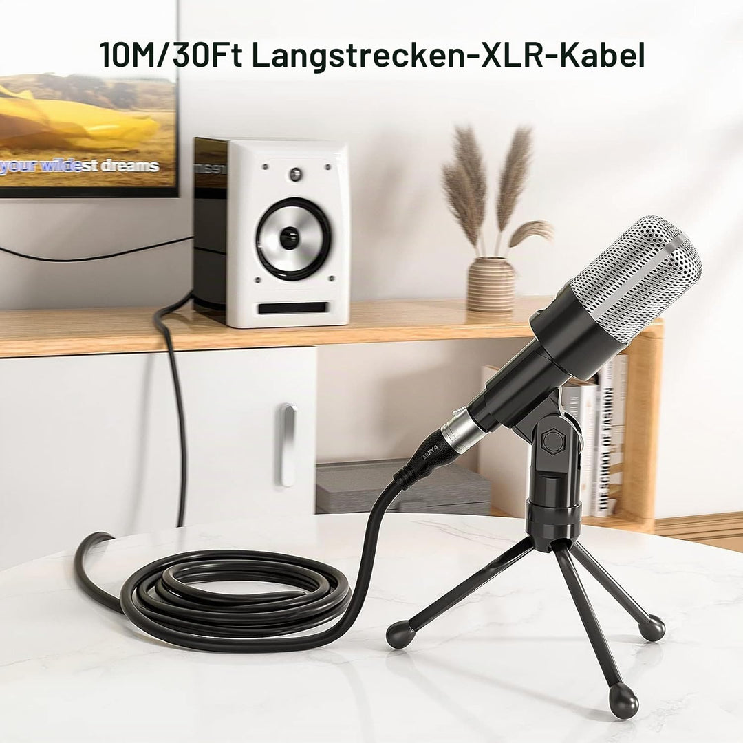 EBXYA XLR Mikrofonkabel 5M- Profi-Kabel mit Kreuzgeflechtschirm &amp; 3-Pin Symmetrisches Design fur Stu