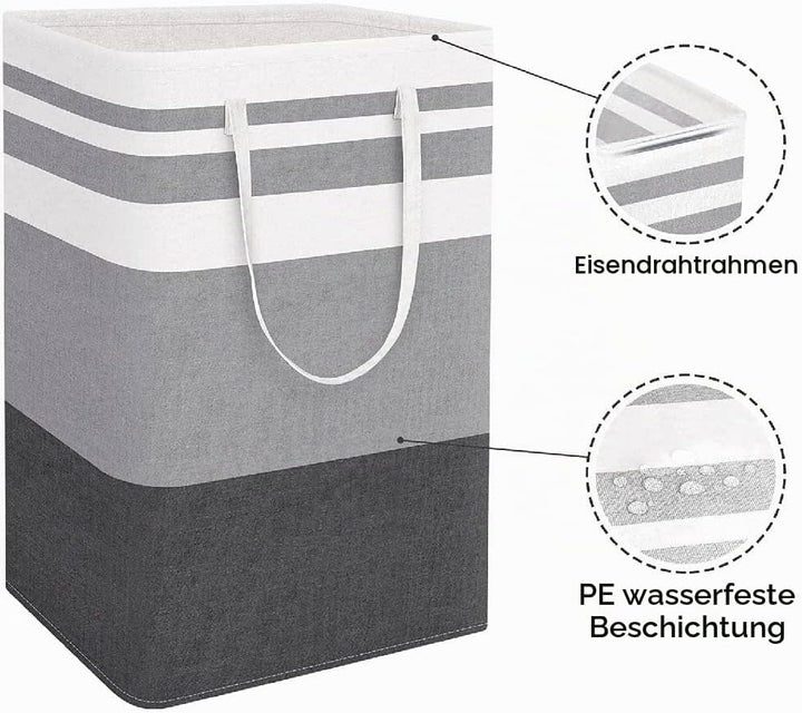 ALINK 2 Stück 72L Gross Wäschekorb Organizer mit erweitertem Griff, Faltbarer Wäschesammler Wäschebo