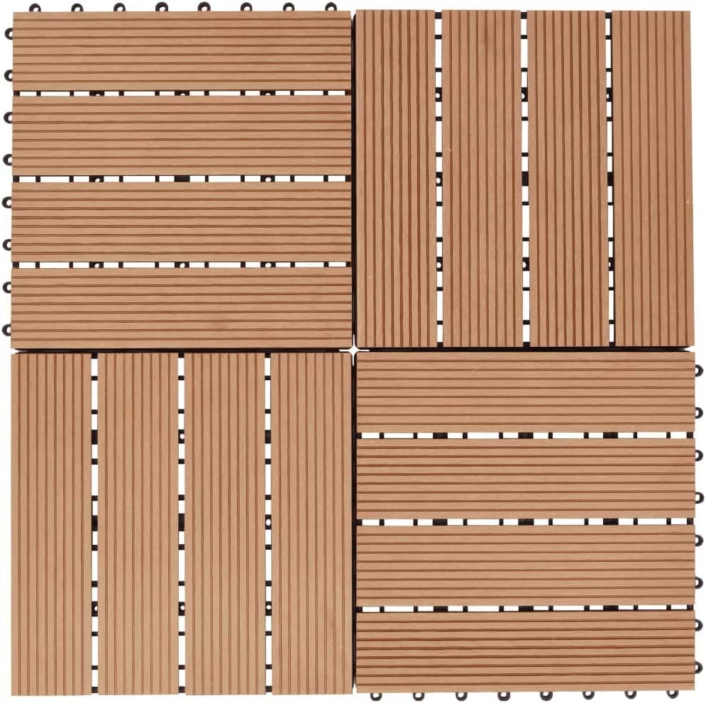 Festnight WPC Terrassendielen Terrassenplatten 30x30 cm 11er Spar Set für 1m² Braun in Holzoptik für