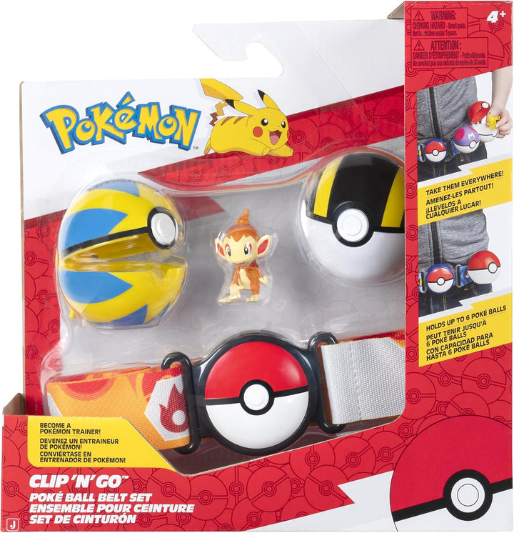 Pokémon PKW4168 - Panflam Clip ‘N’ Go Gürtel-Set - Panflam Battle Figur mit Flottball, Hyperball und