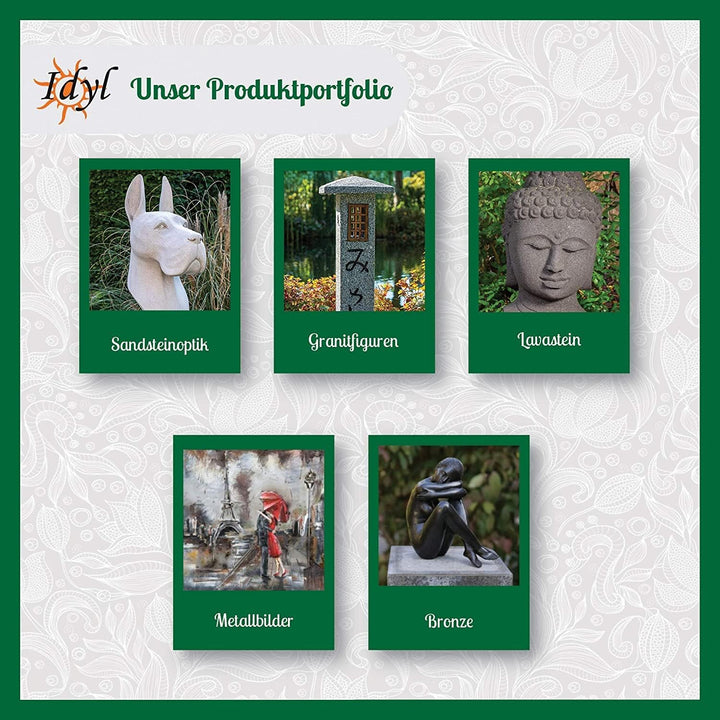 IDYL Lavastein Stein Laterne Kaiserpagoda| Höhe 145 cm | frostfest | Asiatische Garten-Dekoration |