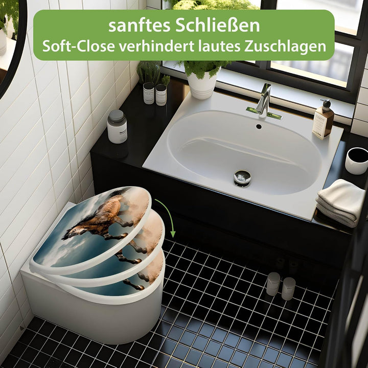 banjado Toilettendeckel mit Absenkautomatik 44,5x37cm - Soft Close Toilettensitz - WC Sitz mit Absen