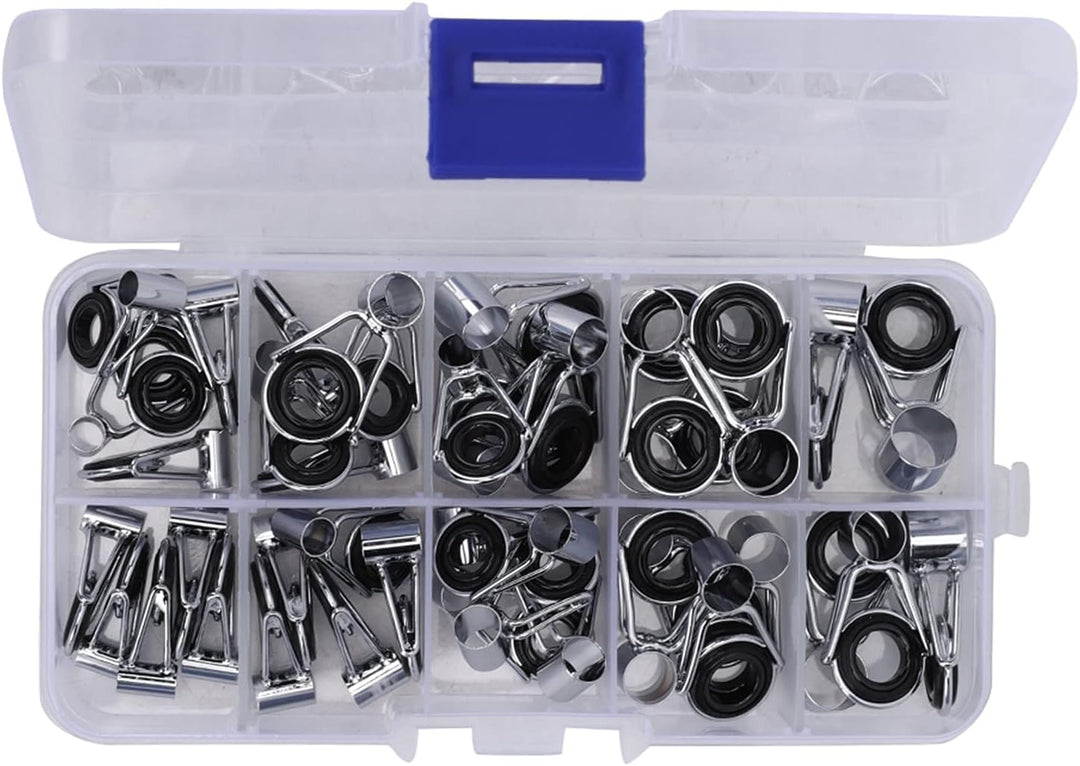 RiToEasysports Angelrute Führungs Ring, 45 Stück 9 Grösse Edelstahl Keramik Angelrute Pole Guide Rin