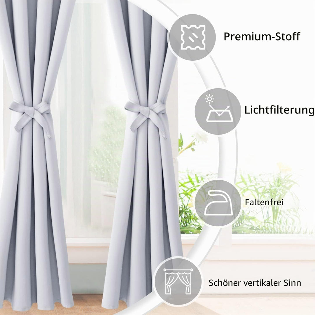 JIUZHEN Blickdicht Vorhänge Gardinen Ösenvorhang für Schlafzimmer Wohnzimmer,Weiss Verdunkelungsvorh