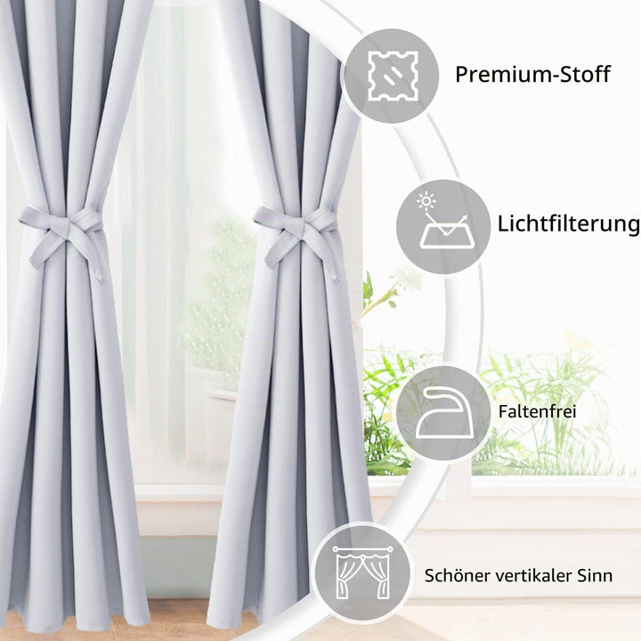 JIUZHEN Blickdicht Vorhänge Gardinen Ösenvorhang für Schlafzimmer Wohnzimmer,Weiss Verdunkelungsvorh