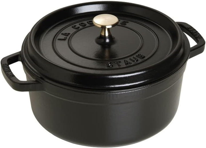 STAUB Gusseisen Bräter/Cocotte, Rund 26 cm, 5 L, Aromaregen Funktion, Für alle Herdarten geeignet, S