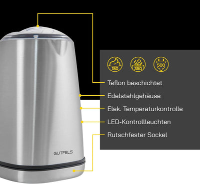 GUTFELS Milchaufschäumer MILK 5010 | Edelstahl | Teflon innen | Elektronische Temperaturkontrolle |