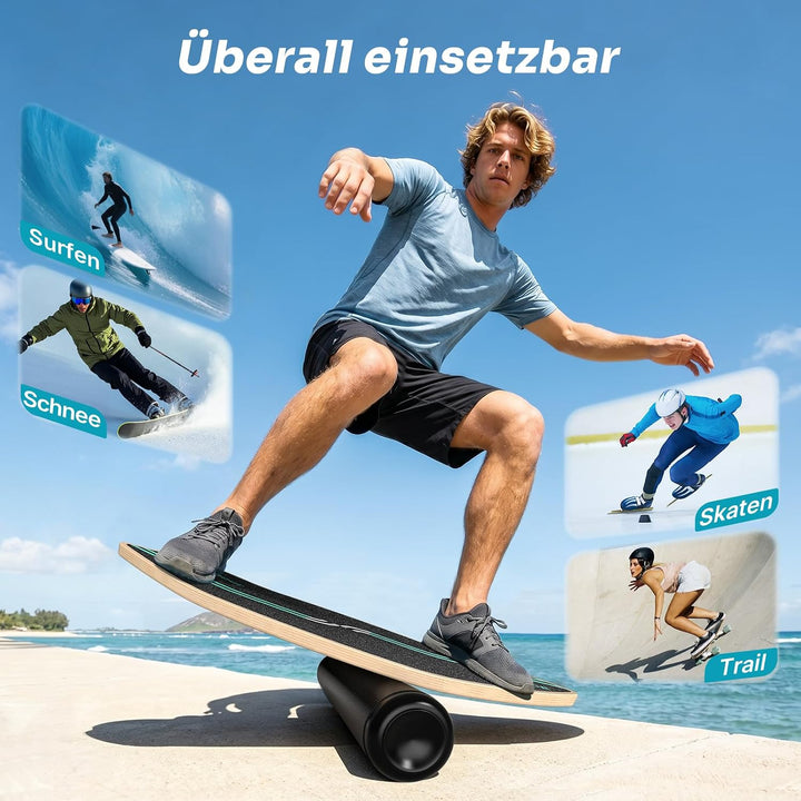Sportneer Surfin Balance Board Erwachsene 8-in-1 – Gleichgewichtstrainer mit Rolle, Gummiball &amp; Halb