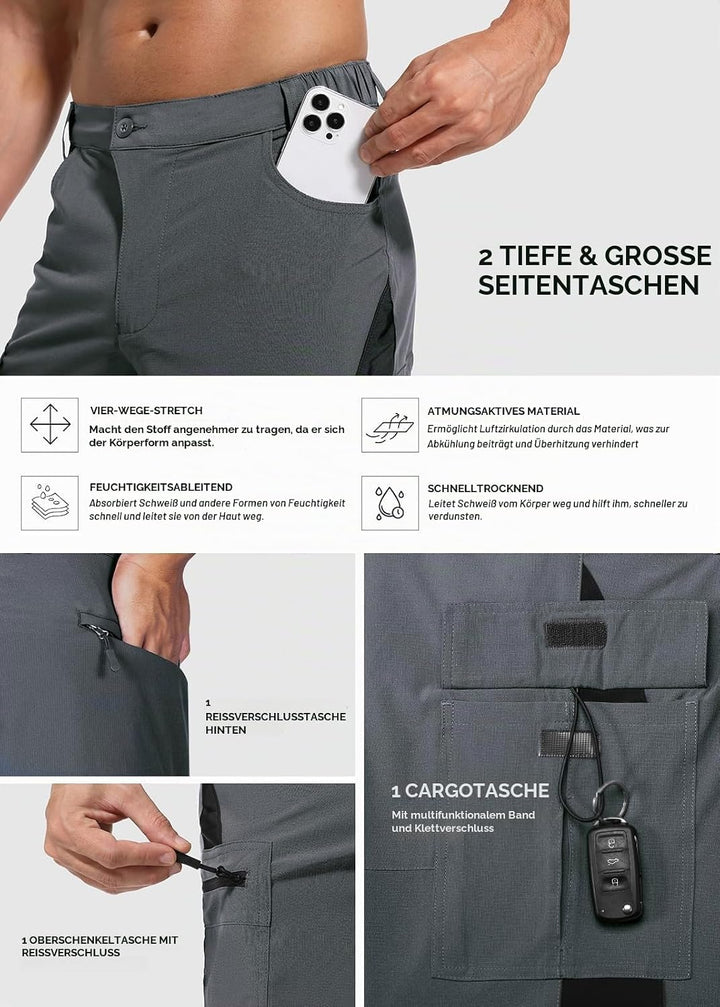 Cycorld Kurze-Hosen-Herren,Wanderhose MTB Hose Herren Kurz Atmungsaktiv Schnelltrocknende Bermuda Ca